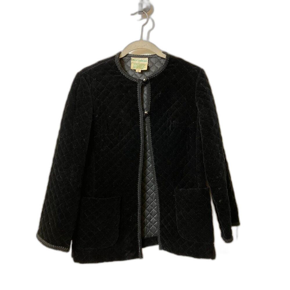 Vintage quilted black velvet jacket
